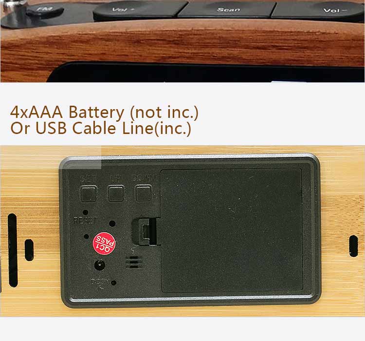 wooden clock radio