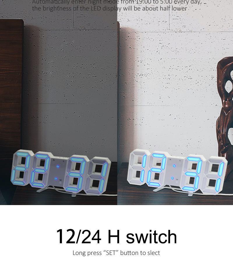 3d led wall clock modern digital wall table clock