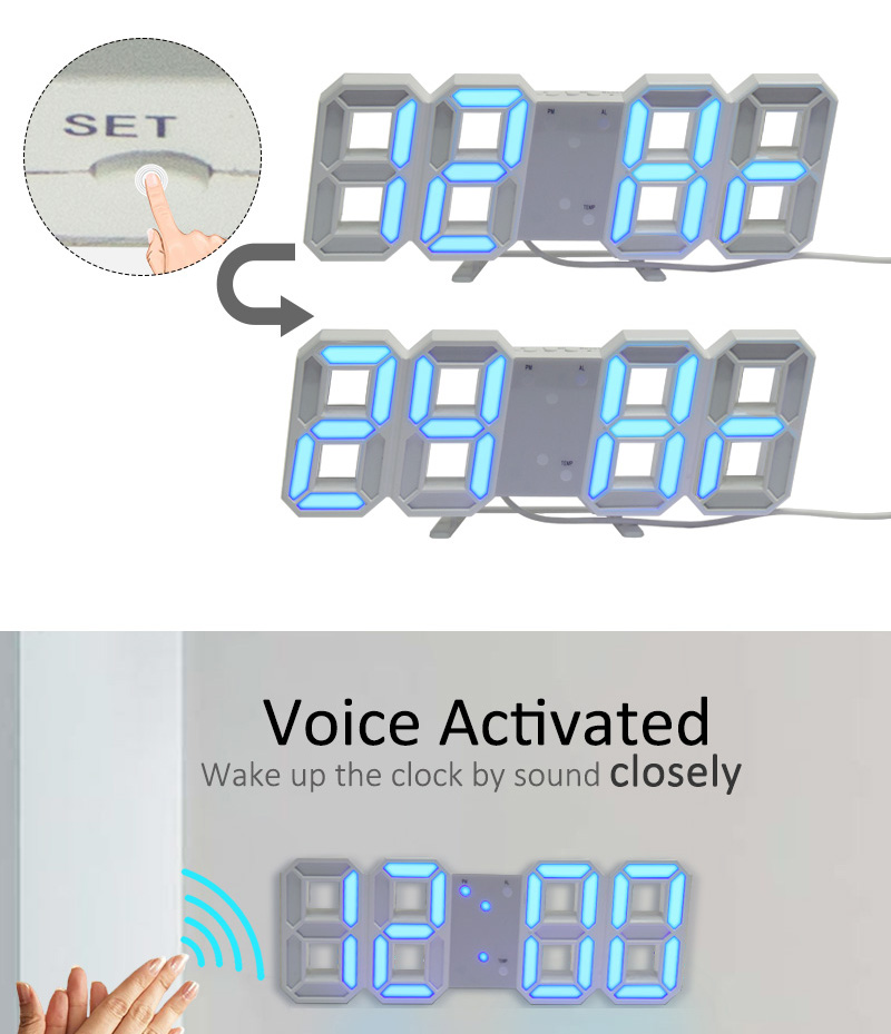 3d led wall clock modern digital wall table clock