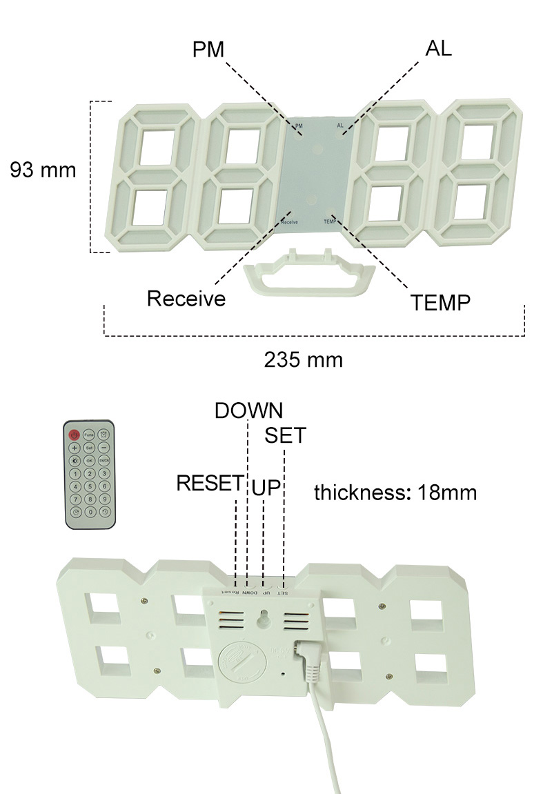 3d led wall clock digital
