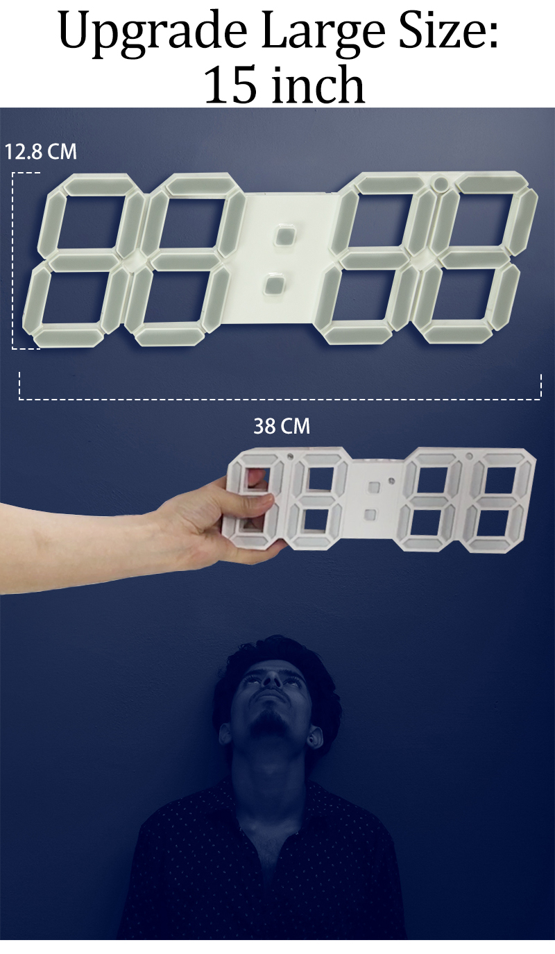 modern digital 3d led wall clock alarm