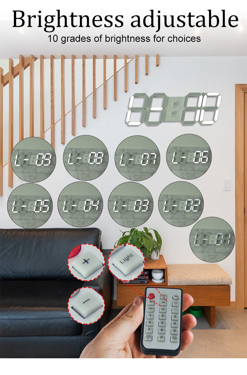 3d led digital wall clock