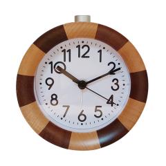Round shape wooden silent quartz  desk clock with backlight