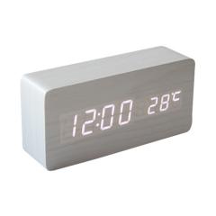 digital wooden alarm clock luminous voice control table clock