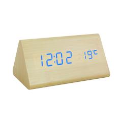 LED digital voice control wooden table clock