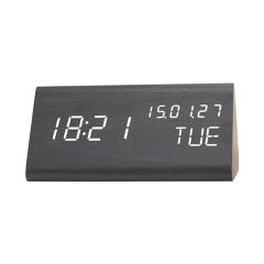 Triangle shape voice controlled wooden alarm clock