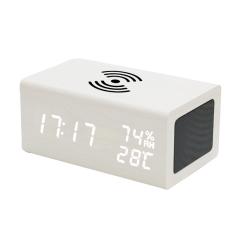 bluetooth speaker with wireless charger and alarm clock with temperature and humidity
