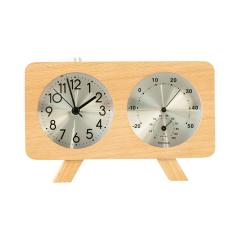 wooden silent quartz desk clock with backlight