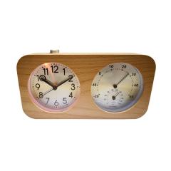 wooden silent quartz desk clock with backlight