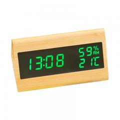 Triangle shape voice controlled wooden alarm clock