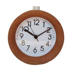 Round shape wooden silent quartz  desk clock with backlight