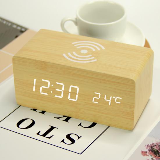 phone wireless charger table clock with bluetooth speaker