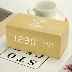 phone wireless charger table clock with bluetooth speaker